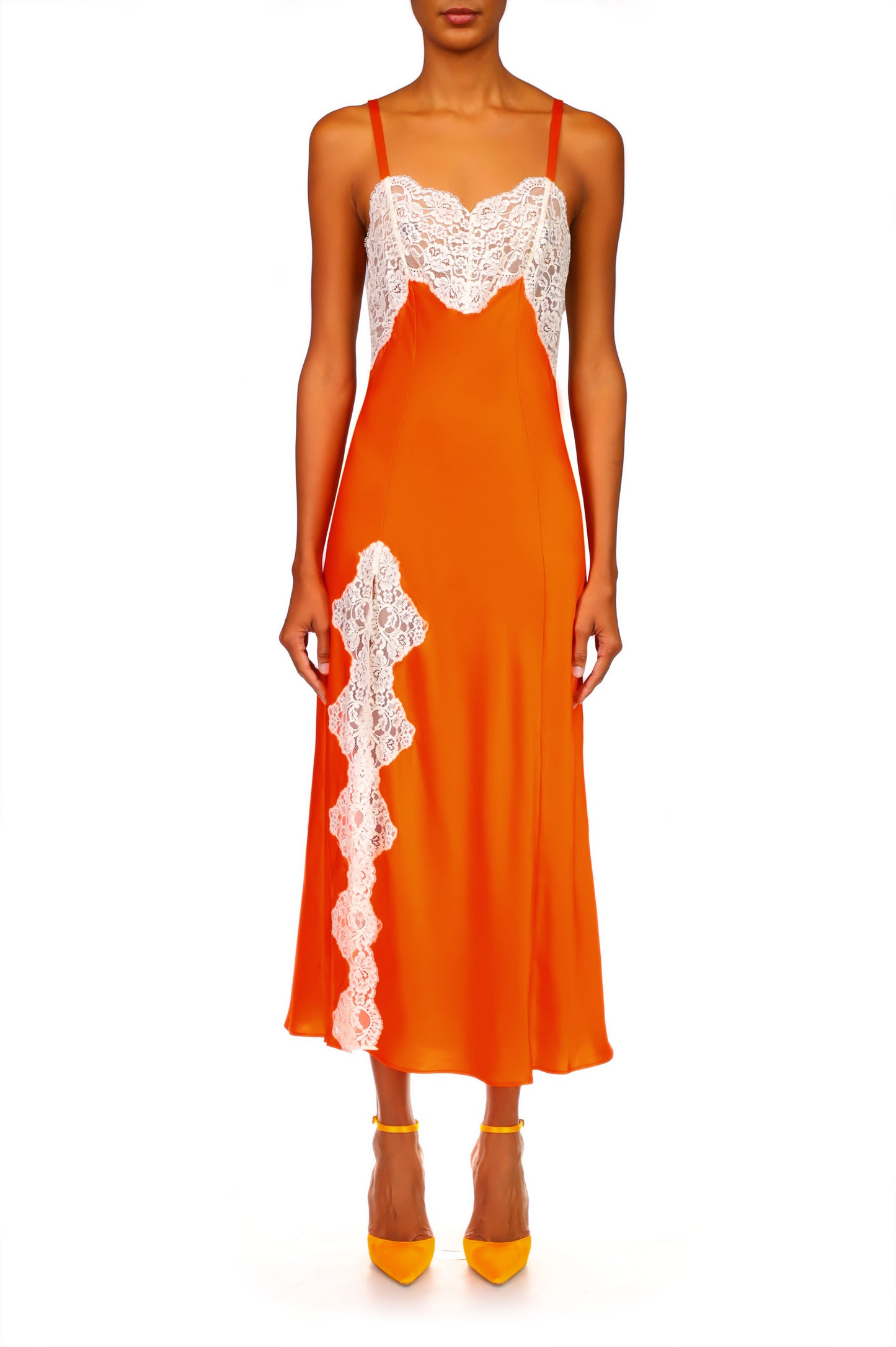 Silk Satin and Lace Bias Slip Dress