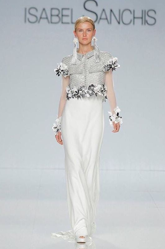 Saltanejo Floral Applique Evening Gown