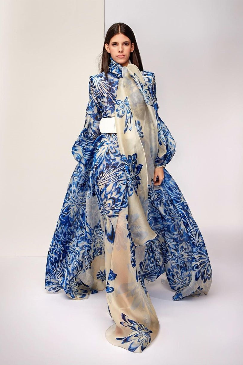 Printed Gown with Belt