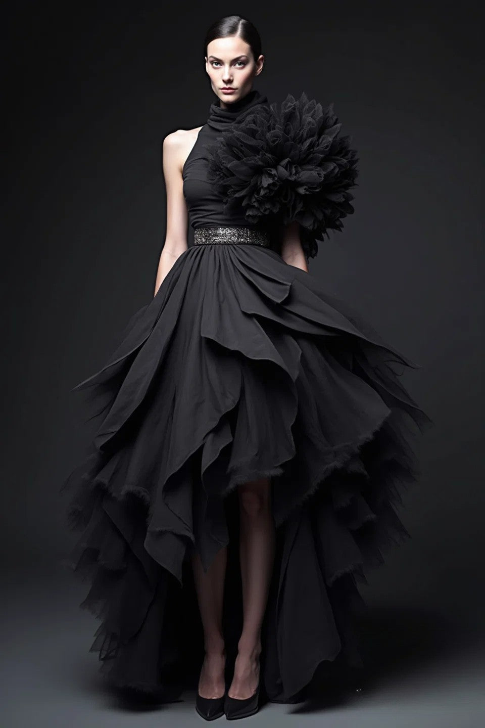 Sleeveless A-Line High-Low Gown