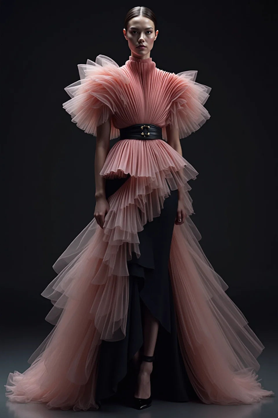 Structured Pleated Gown