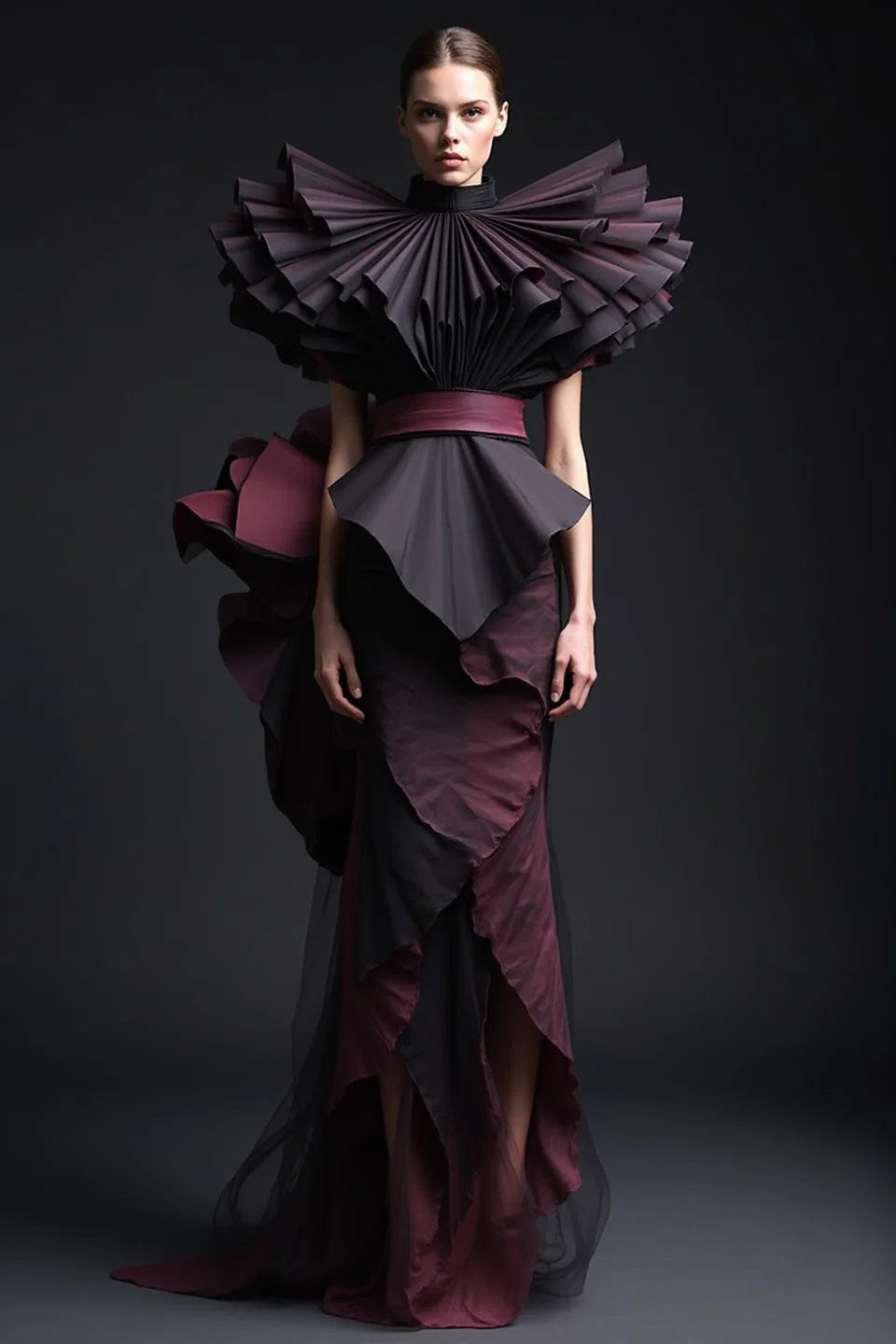 Structured-Sleeved Gown