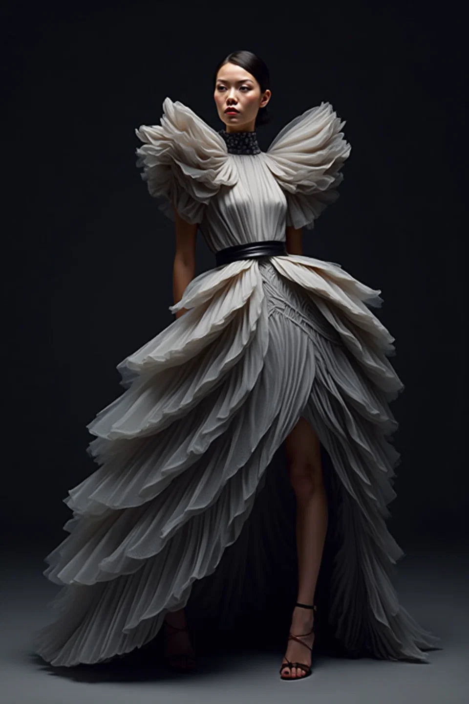 Tiered A-Line Slit Gown