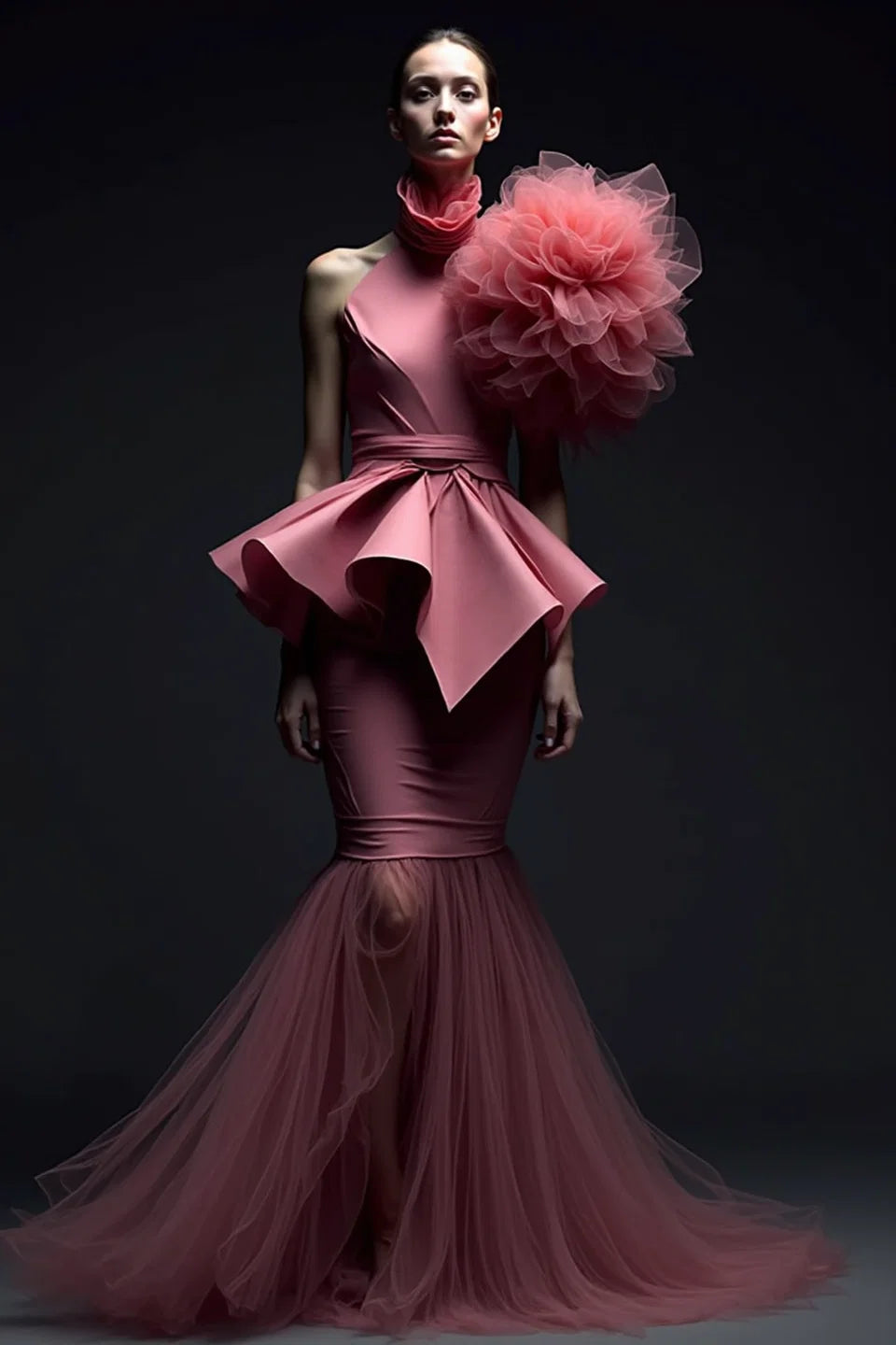 Flared Peplum Mermaid Gown