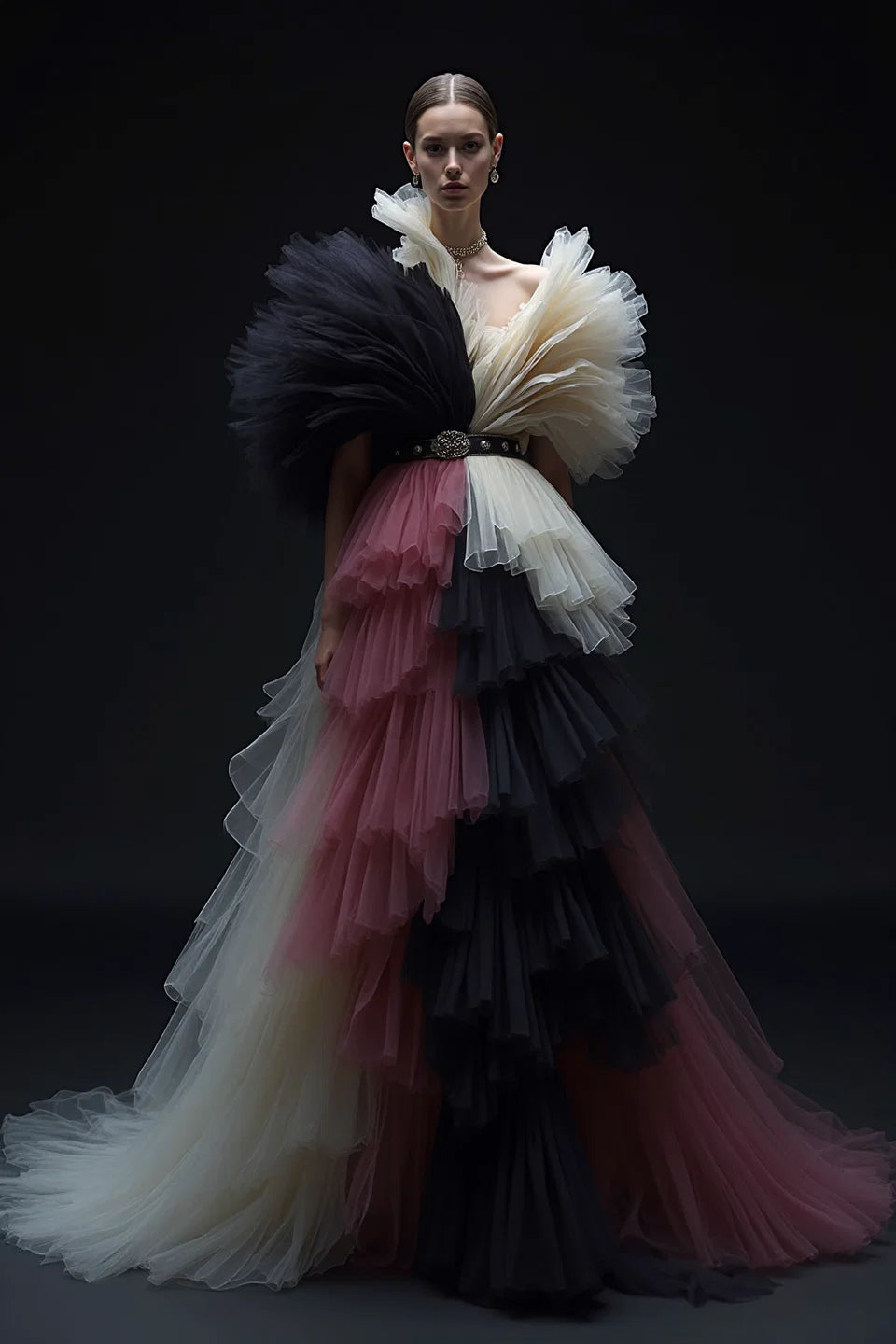 Short-Sleeved Tiered Gown