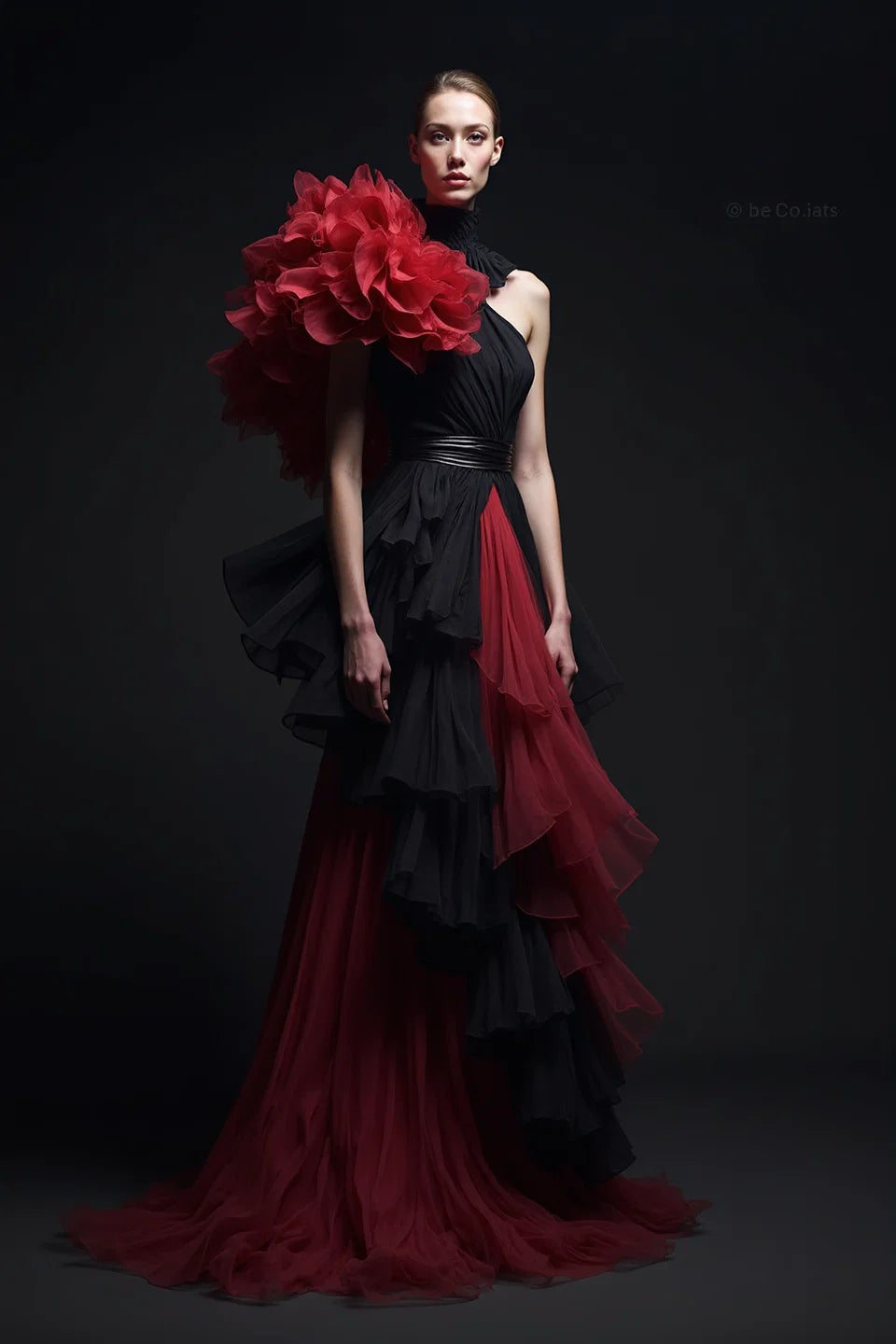 Oversized Ruffle-Sleeved Gown