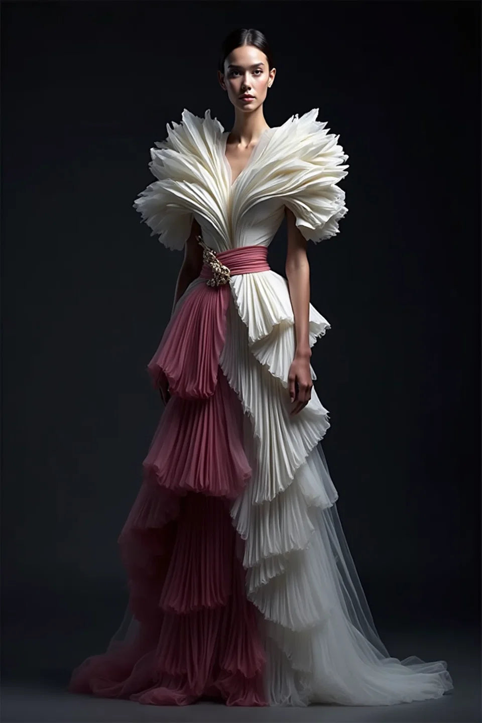 Short Sleeved Tiered Gown