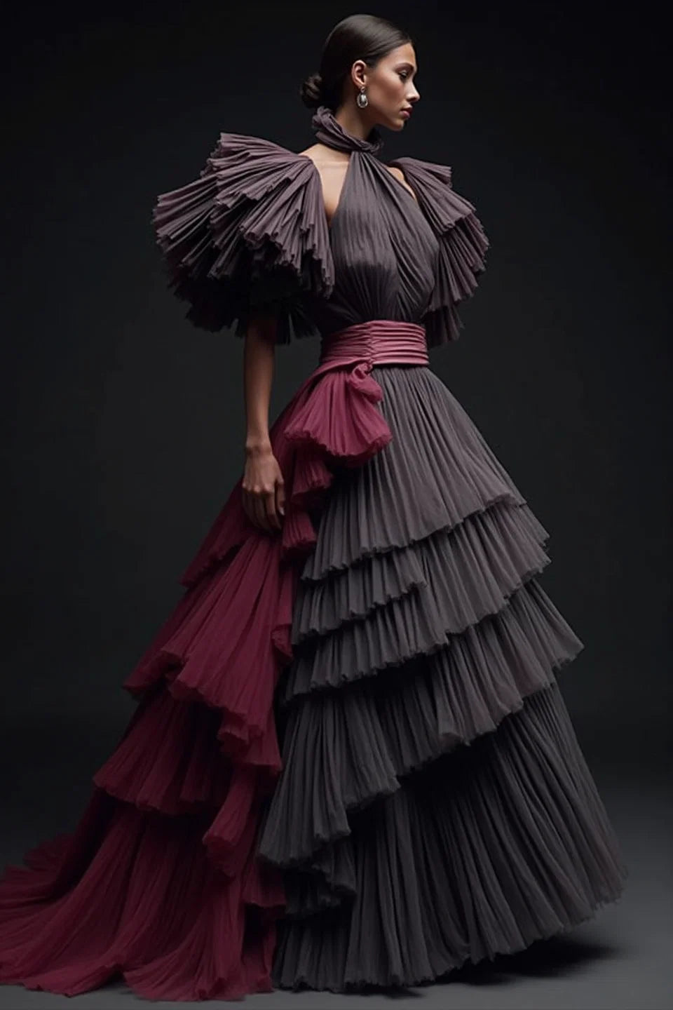 Short Sleeve Tiered Gown