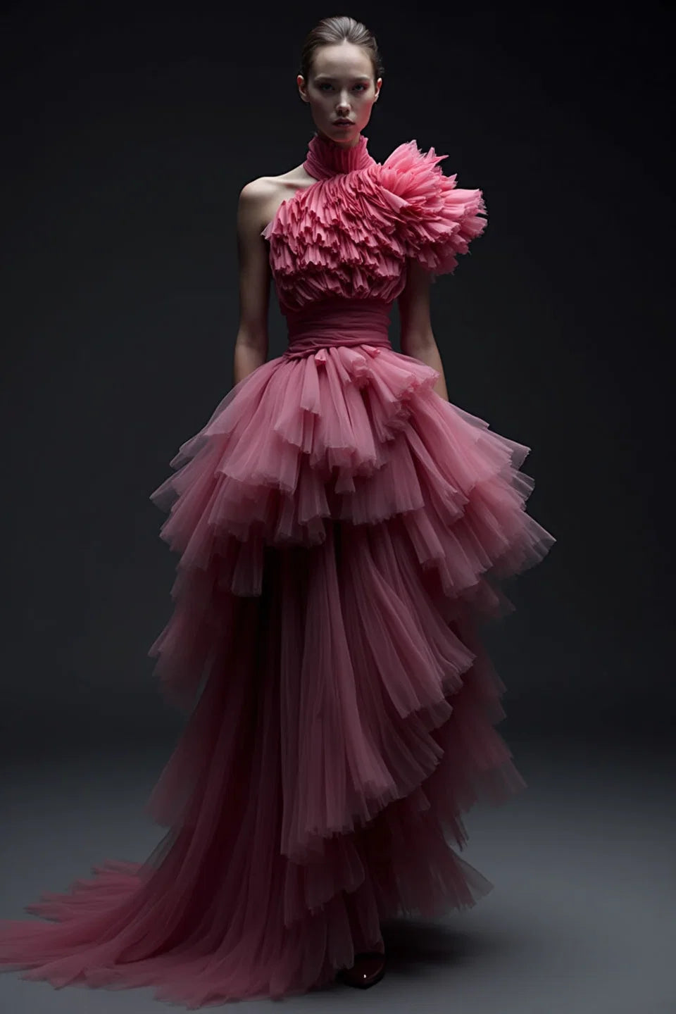 Structured Tiered A-Line Gown