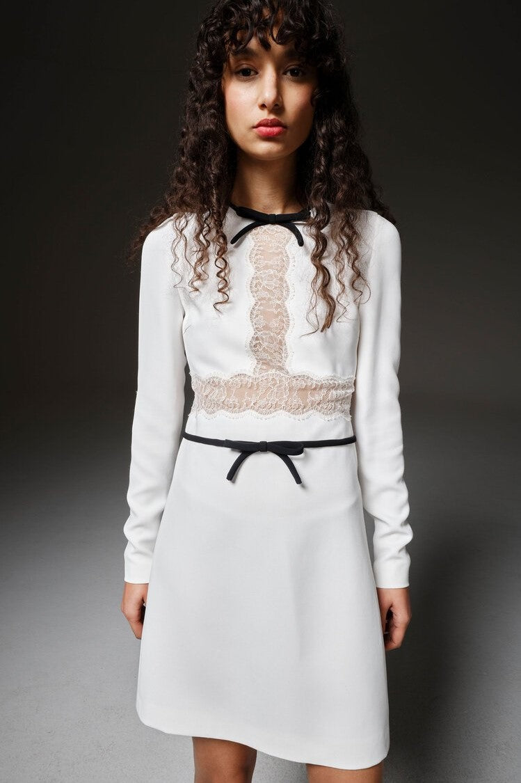 Crepe Mini Dress with Bow Detail