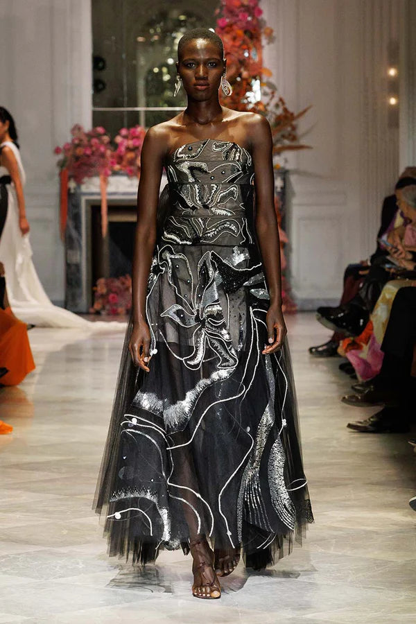 Rhyme Embroidered Tulle Gown