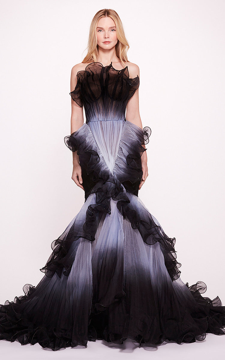 Strapless- Ruffled Gown