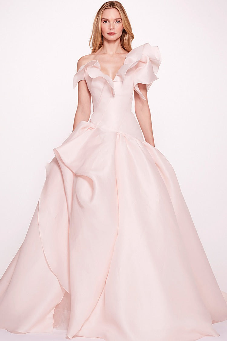 One-Shoulder Ruffled Gown