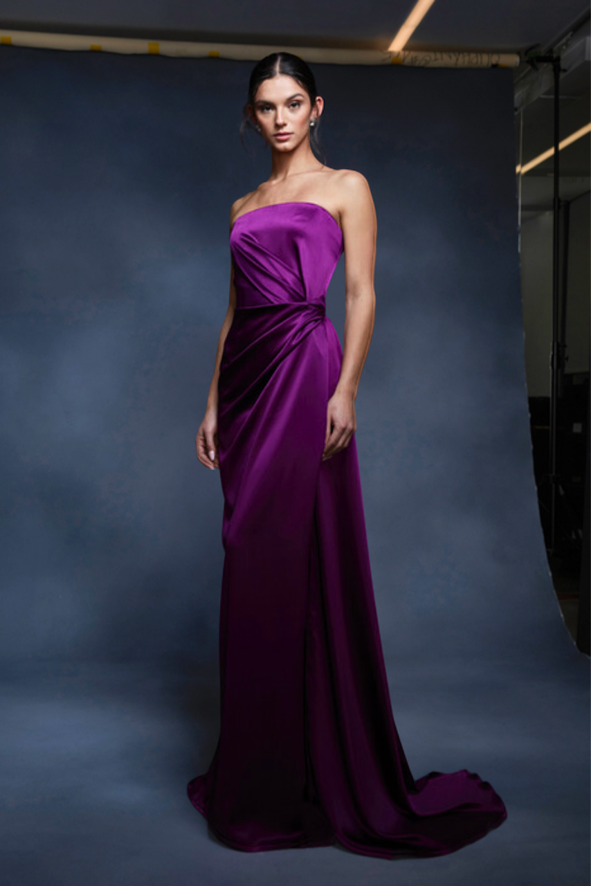 Satin Hand Draped Gown