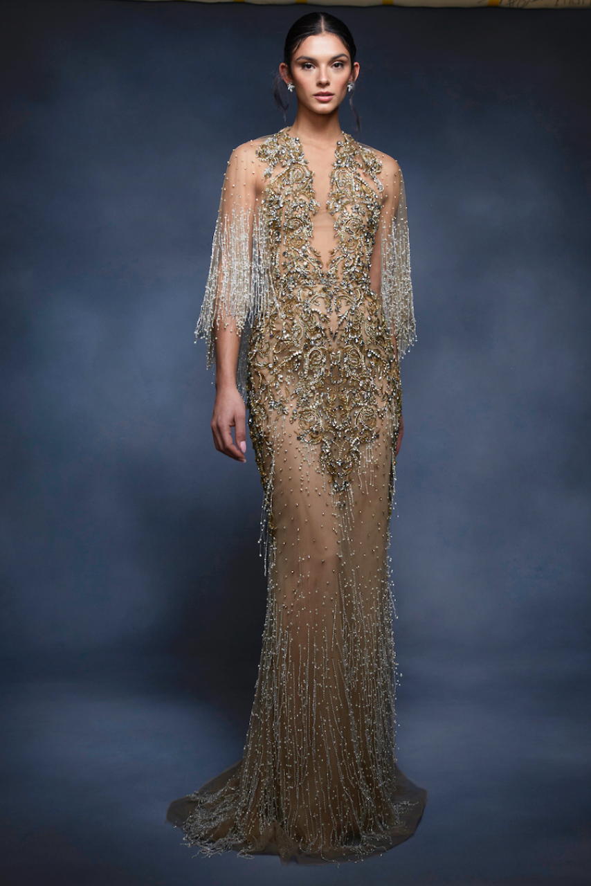 Racer Back Gown with Cape