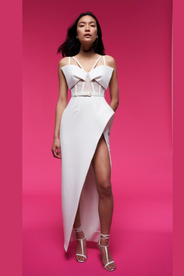 Swan White Slit Gown