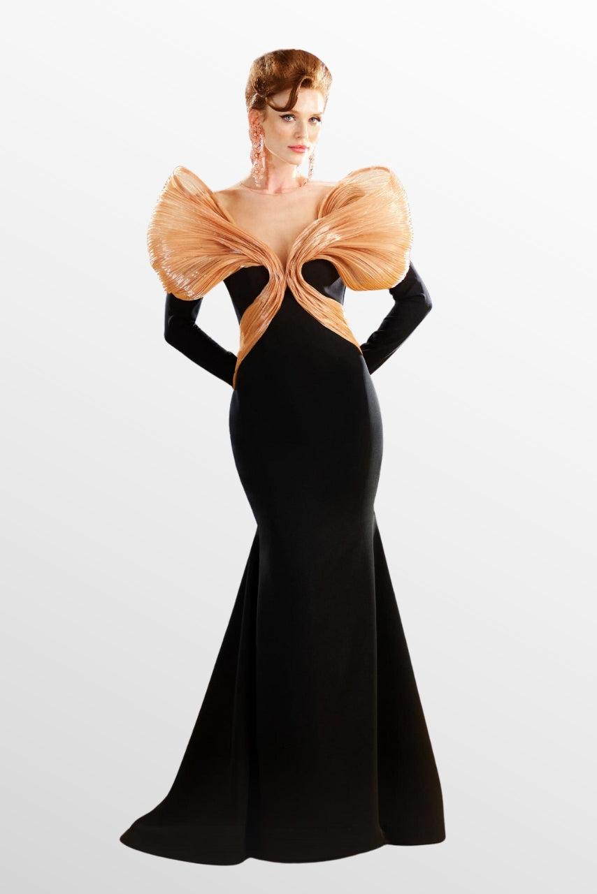 Long Sleeve Mermaid Gown with Sculpted Bodice