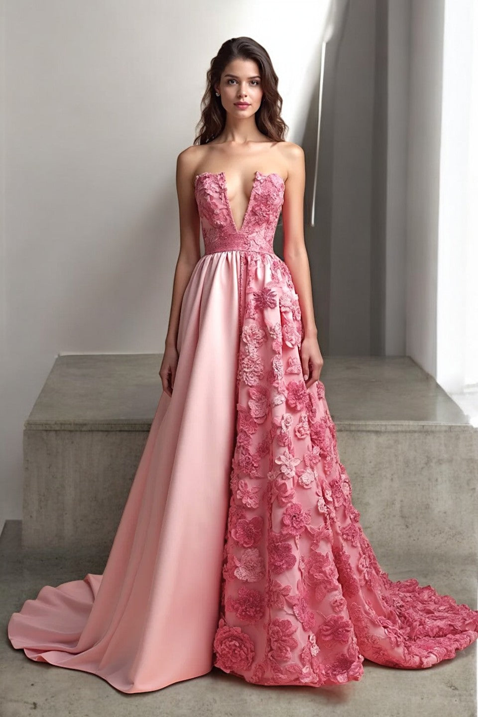 A-Line Floral Embellished Gown
