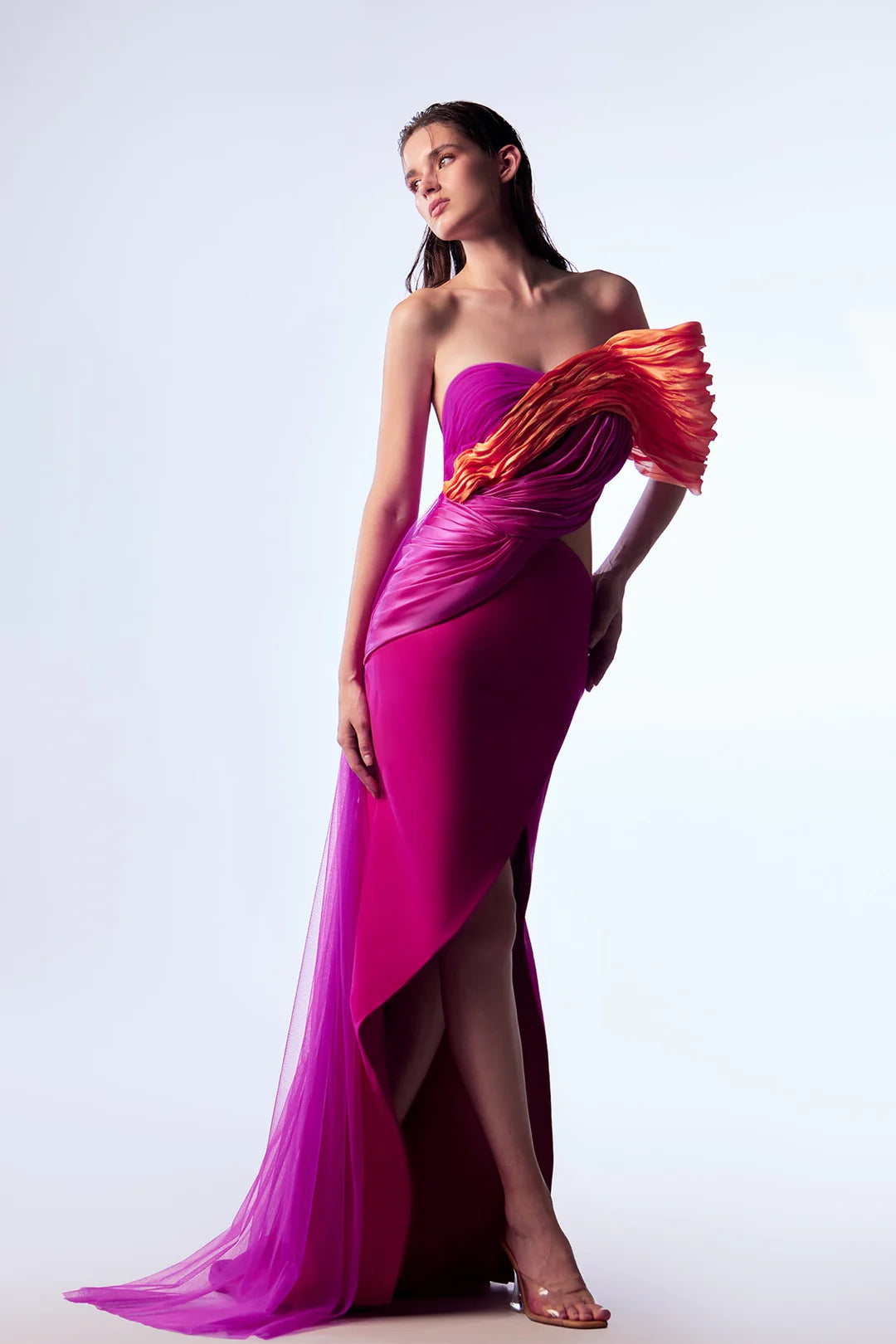 Strapless Ruched Twist Evening Dress