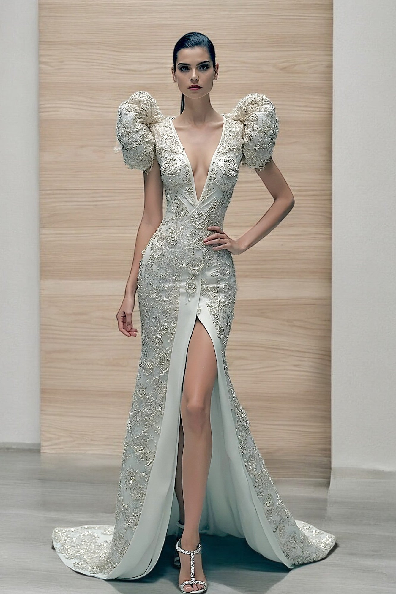 Short Puffy Shoulder Gown