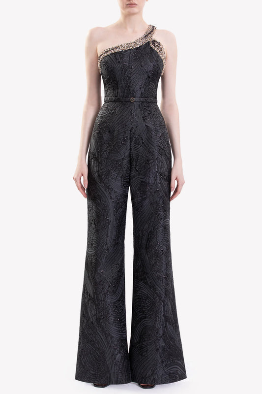 Embellished Neckline Jumpsuit