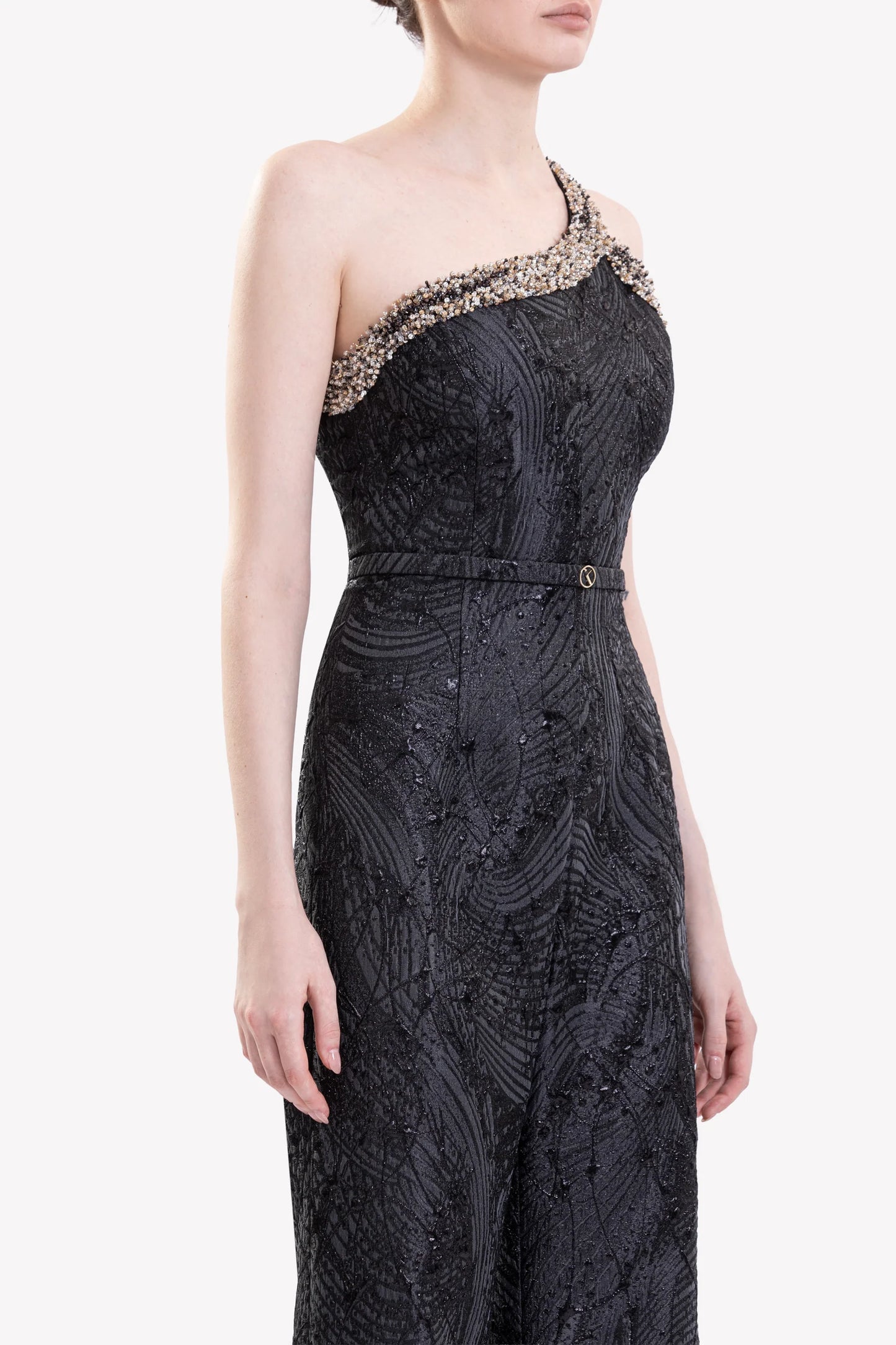 Embellished Neckline Jumpsuit