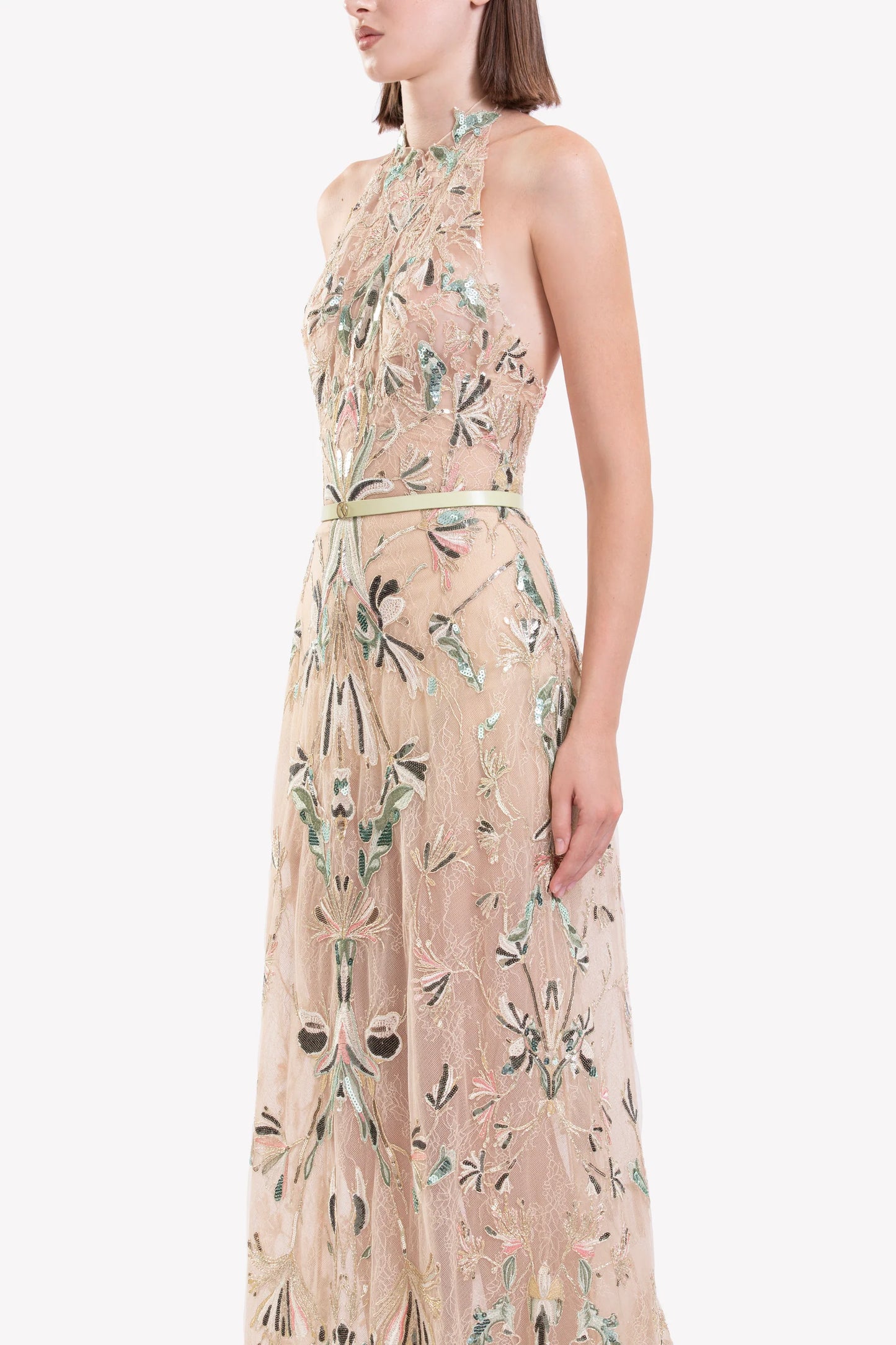 Embroidered Halter Dress