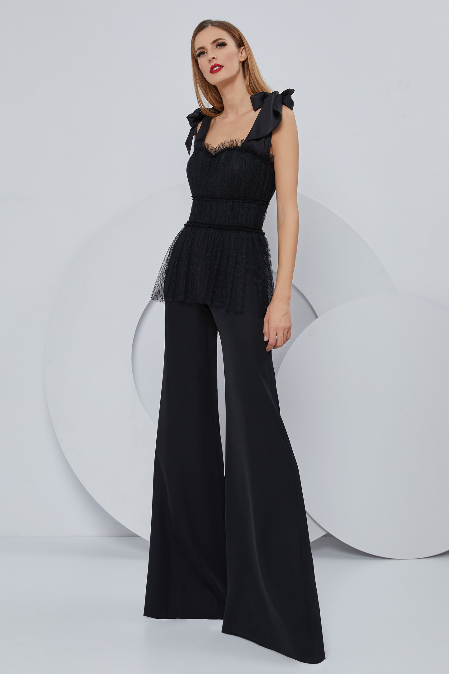Stretch Crepe Peplum Jumpsuit