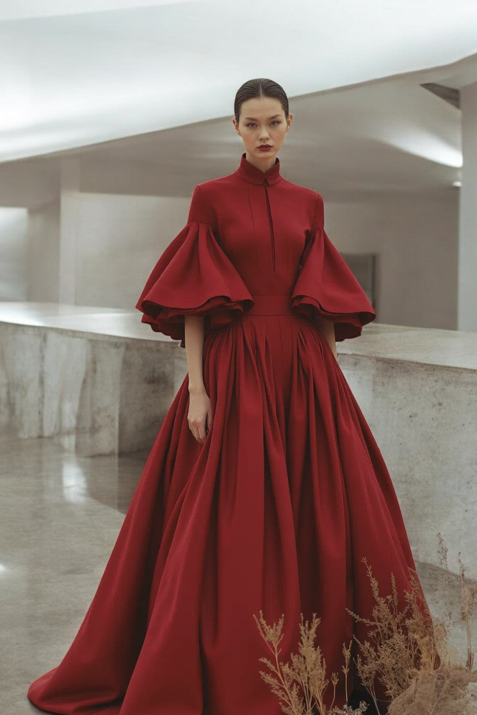 Short Bell Sleeve Full Gown