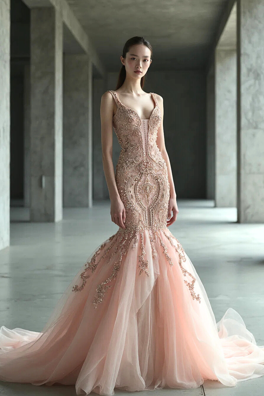 Sleeveless Pattern Gown