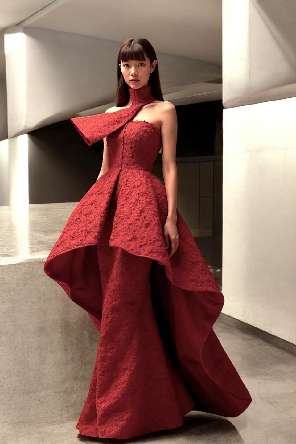 Draping Turtleneck Gown