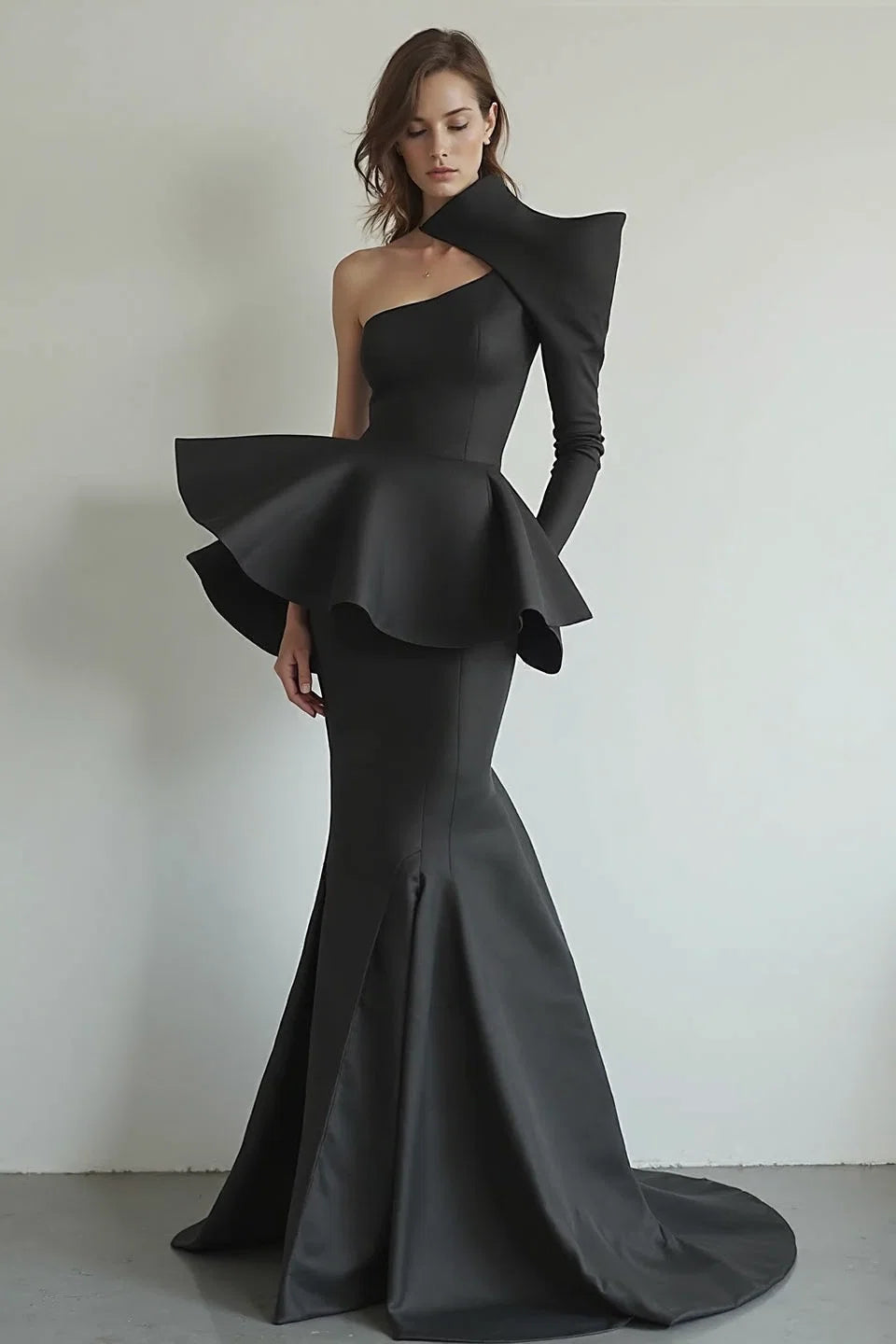 Asymmetric Draped Bodice Gown