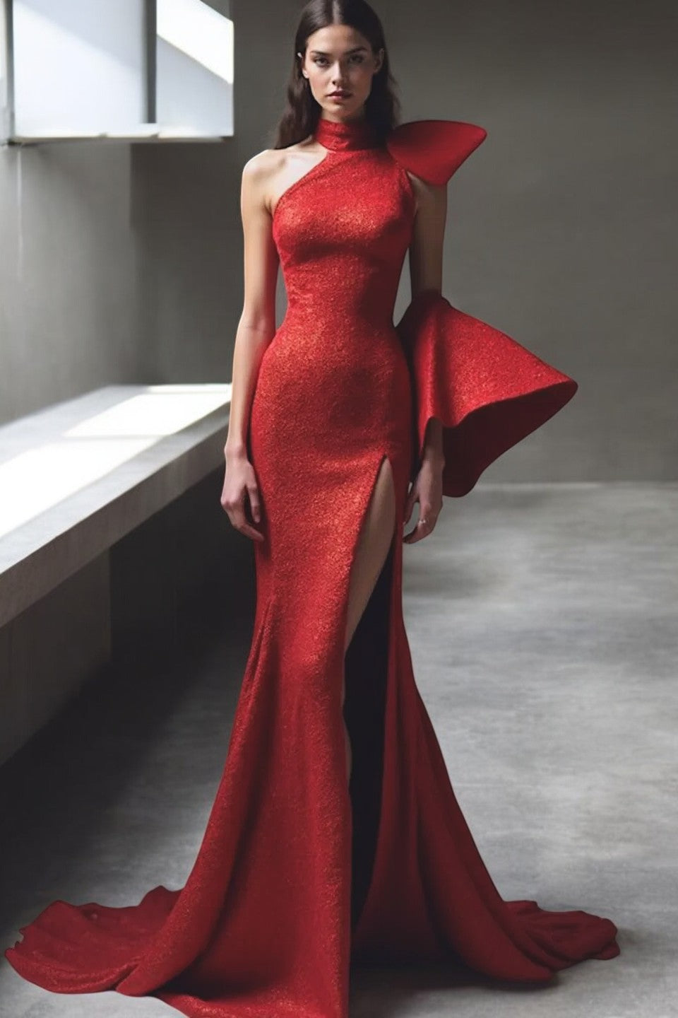 Asymmetric Sleeve Gown