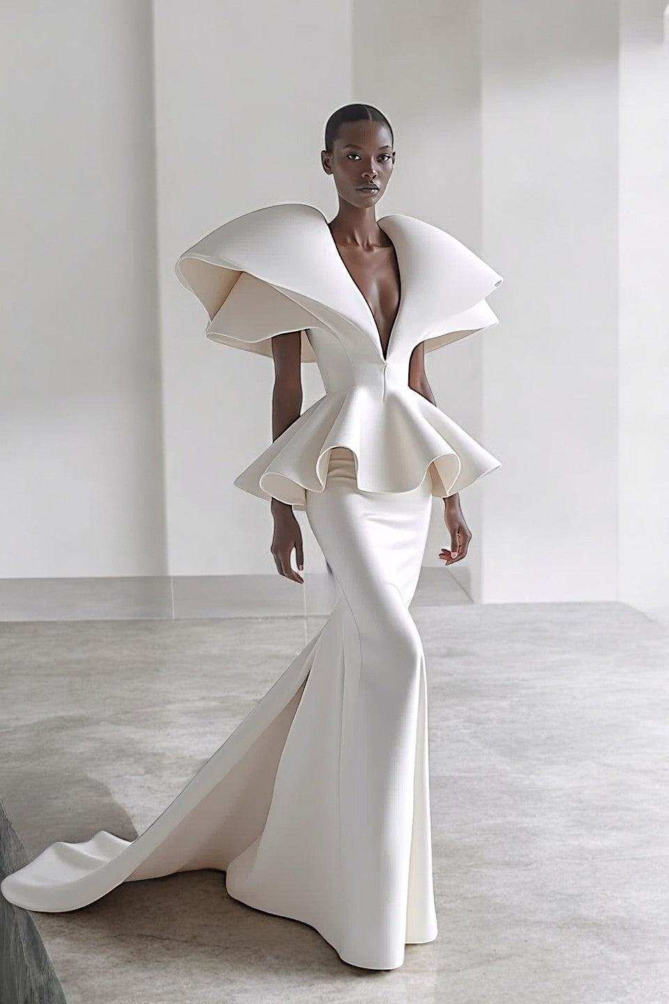 V-Neck Dramatic Bodice Gown