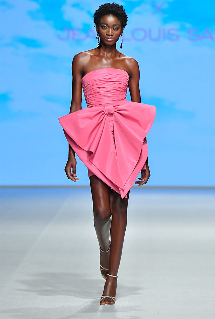 Taffeta Draped Mini Dress