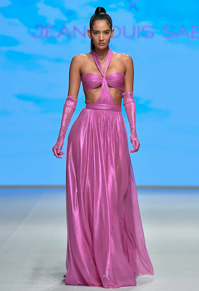 Silk Foiled Tulle Gown