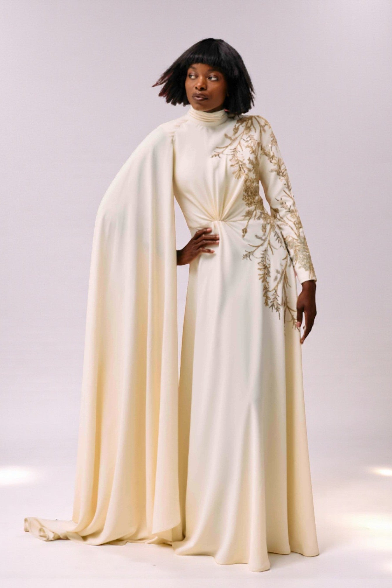 One-Sided Cape Gown