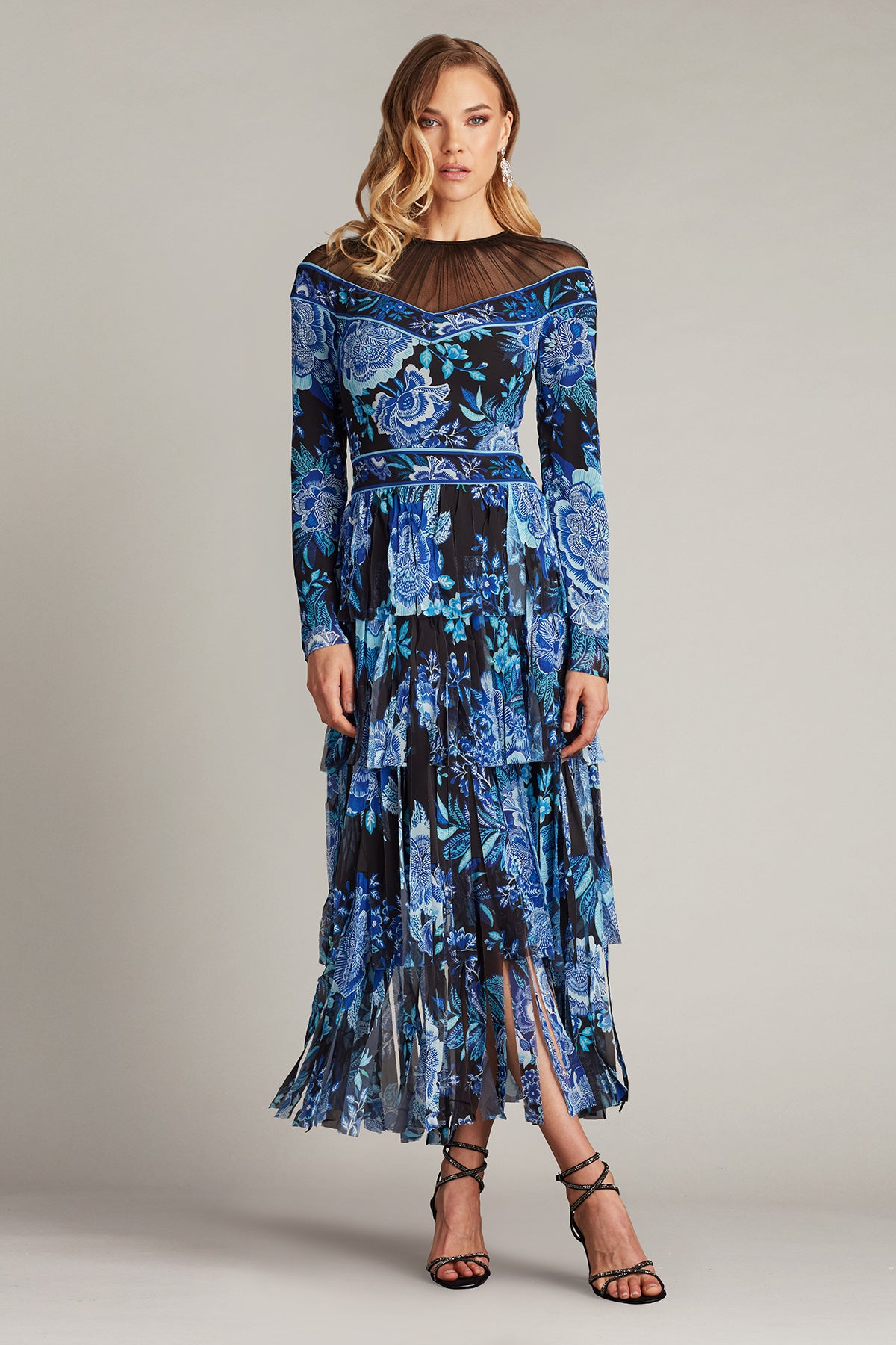 Long Sleeve Tiered Floral Midi Dress