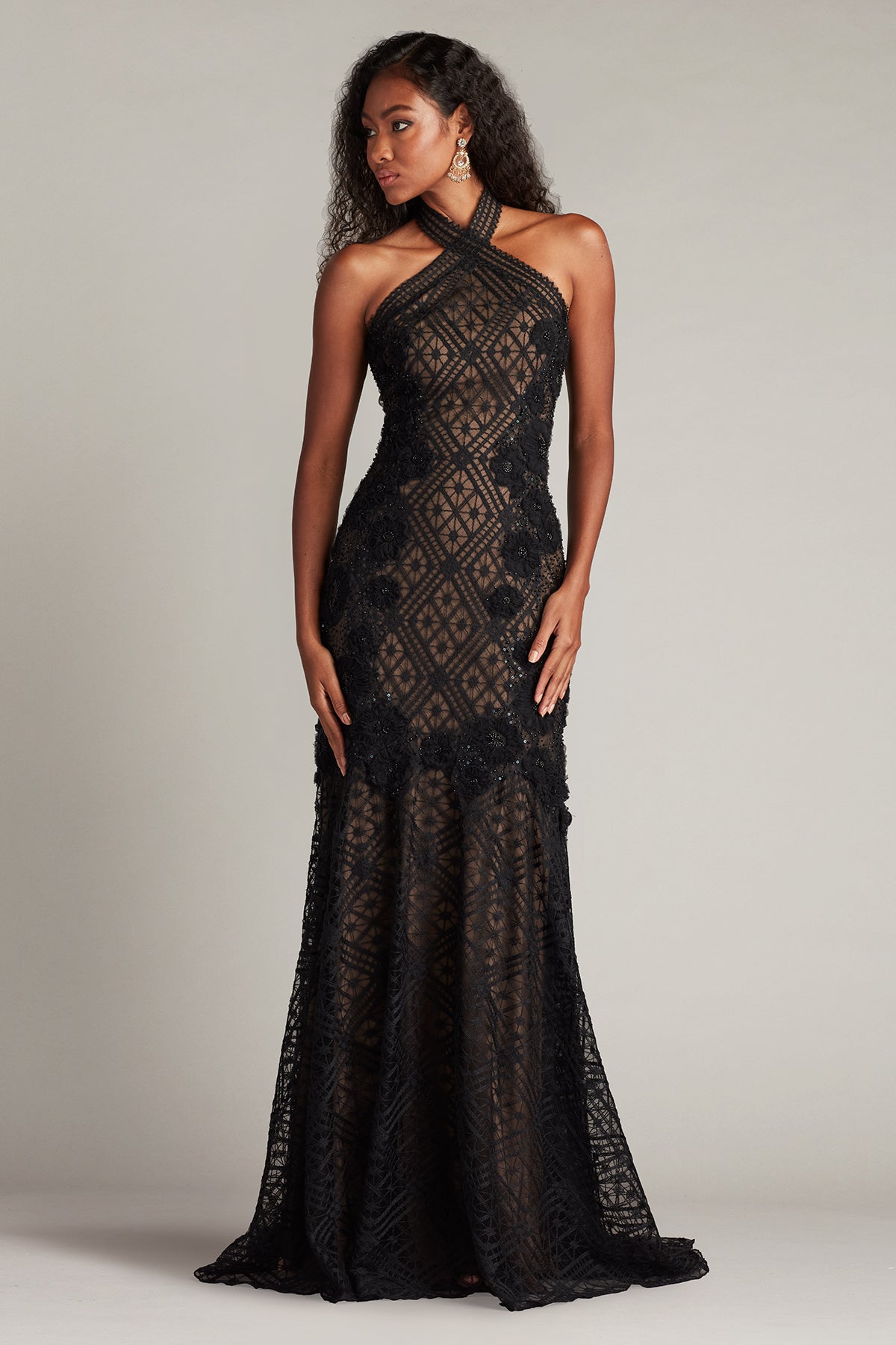 Flared Halter Neck Gown