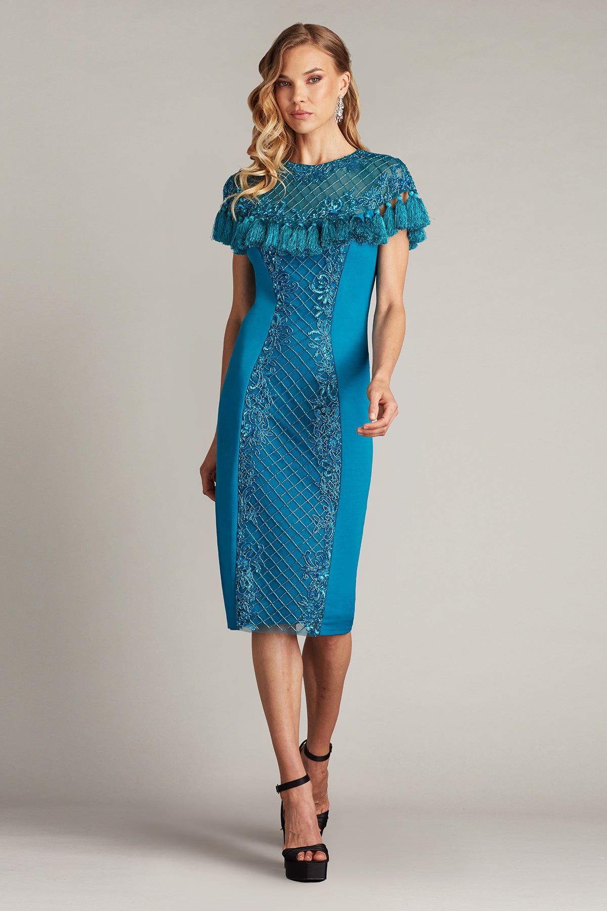 Short Sleeve Embellished Tassel Dress