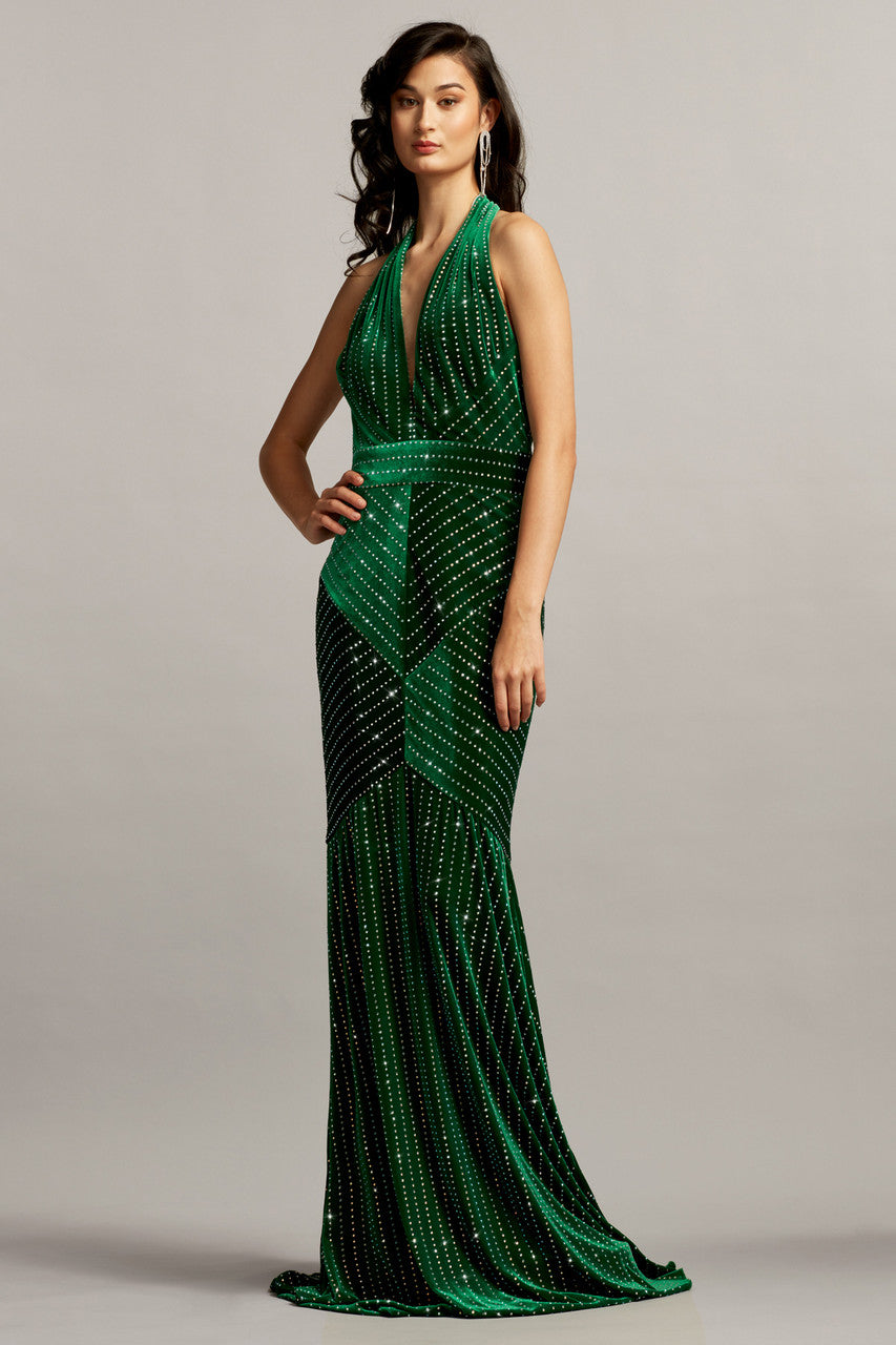 Embellished-Halter Gown