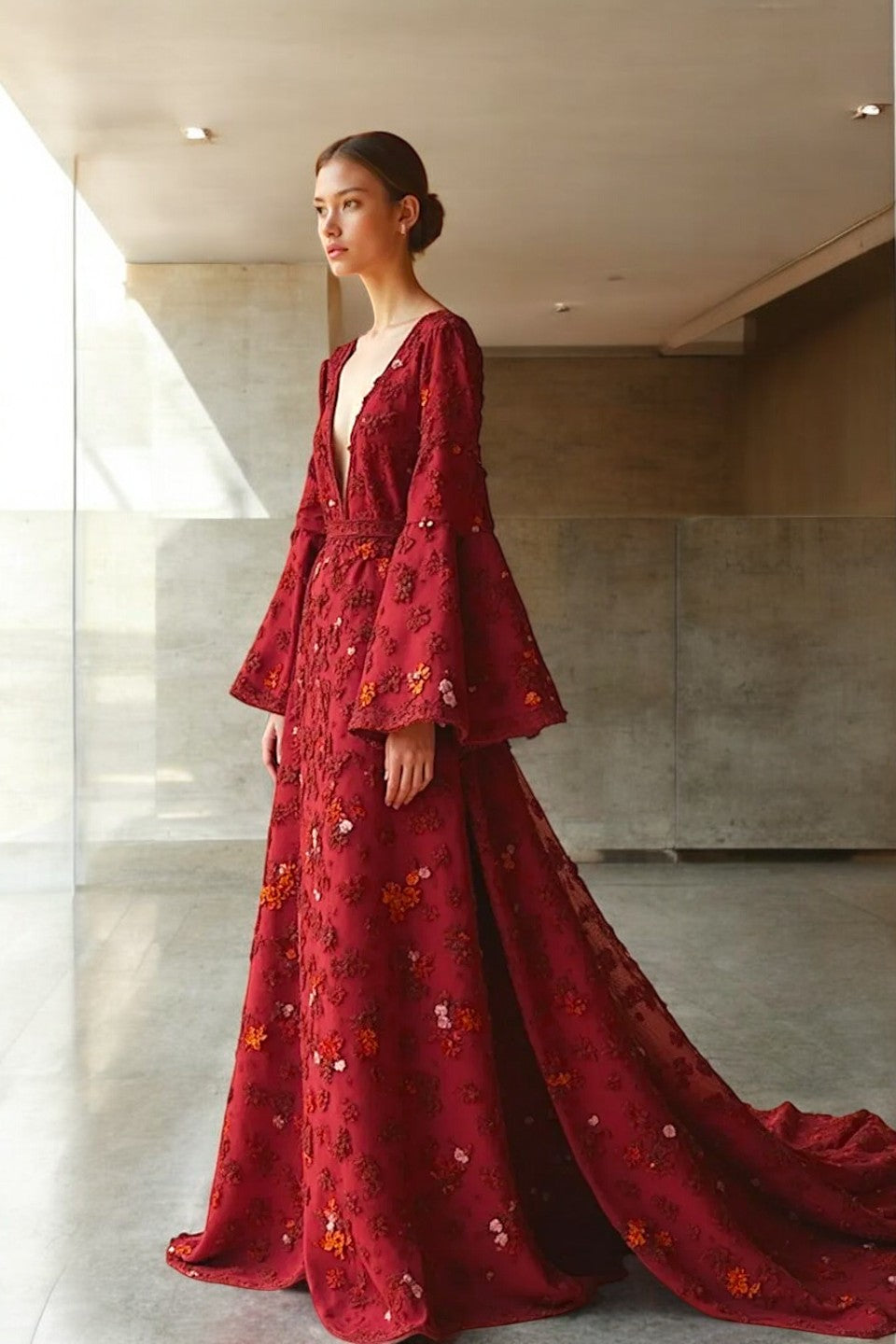 A-Line Bell Sleeved Gown