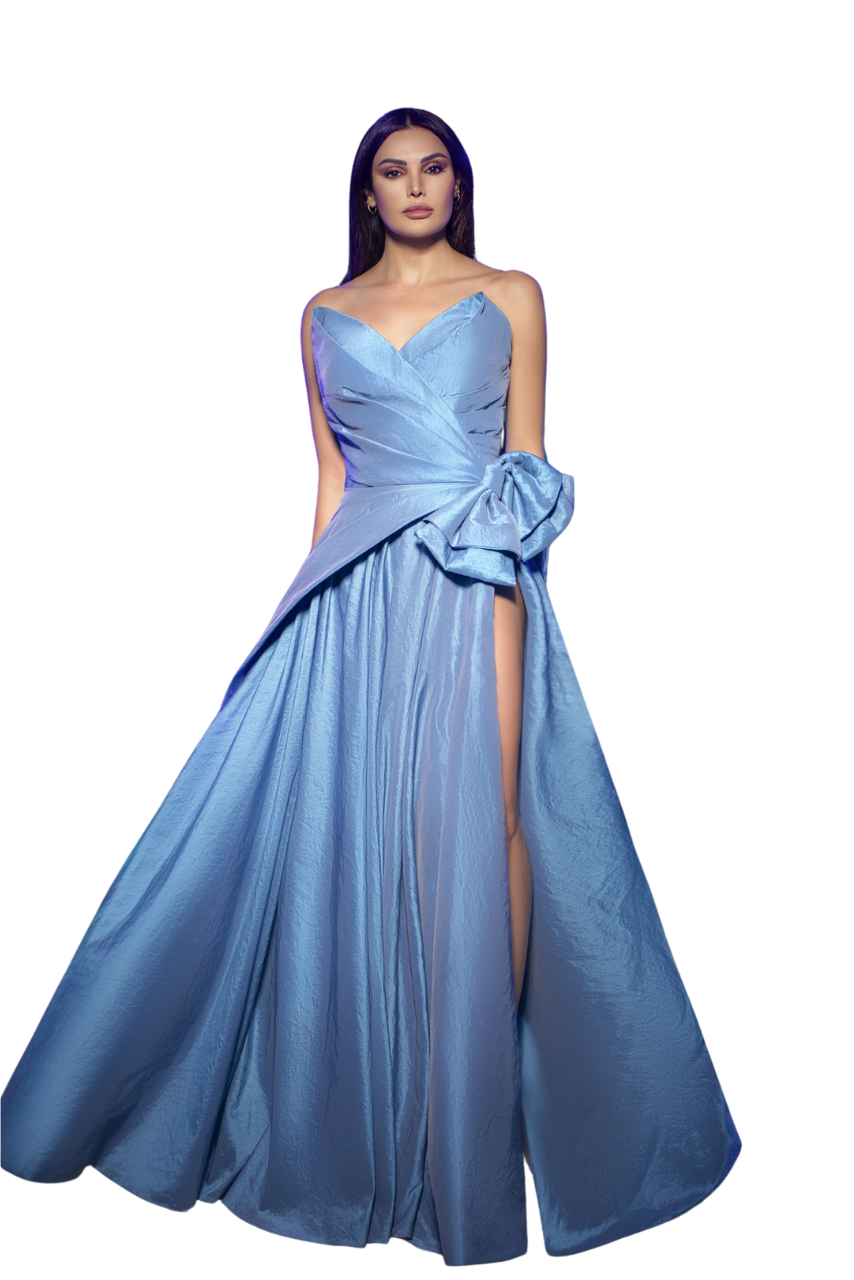 Strapless Taffeta Bow Gown