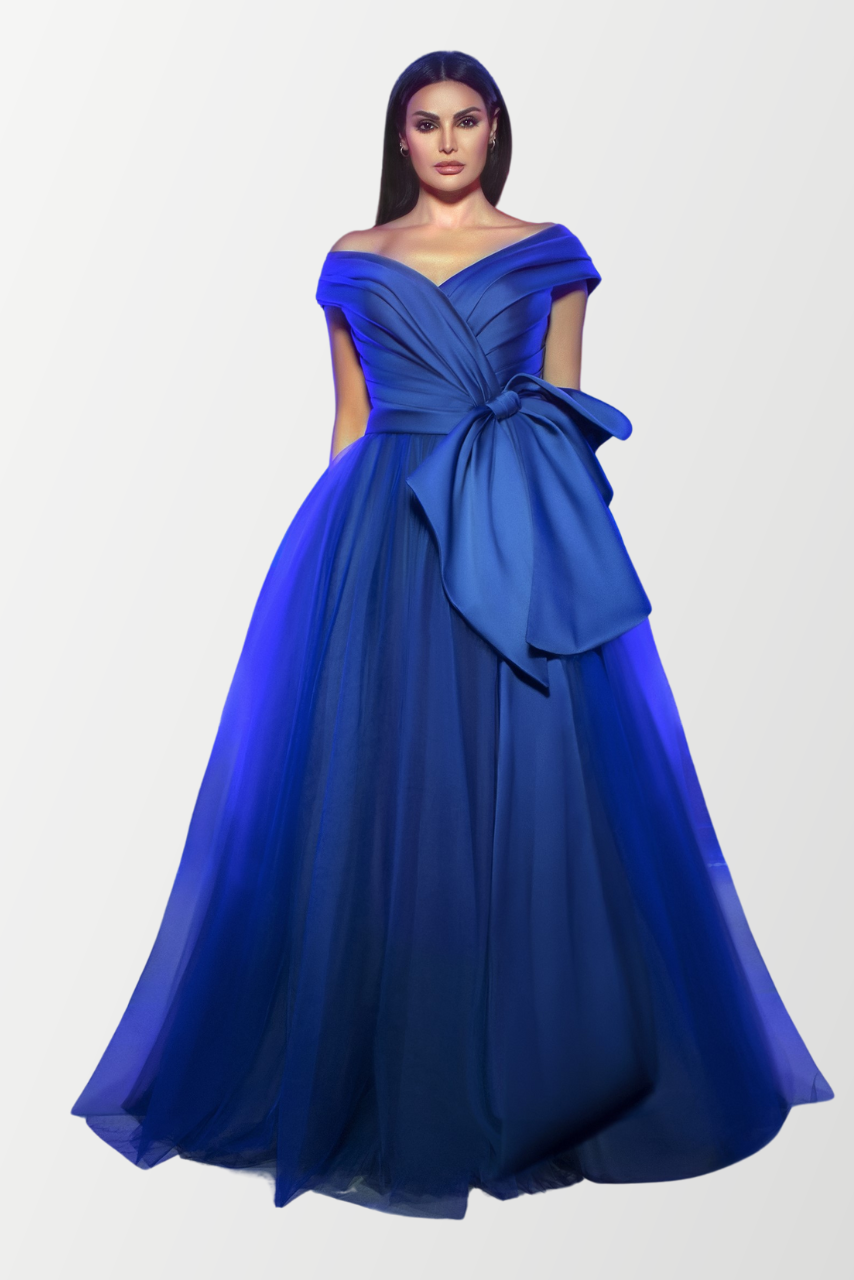 Off-Shoulder Dramatic Bow Gown