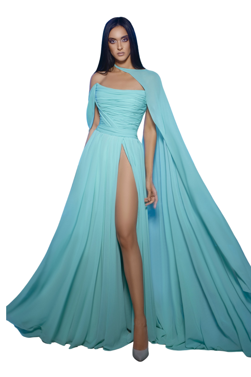 Side Draping Chiffon Evening Dress