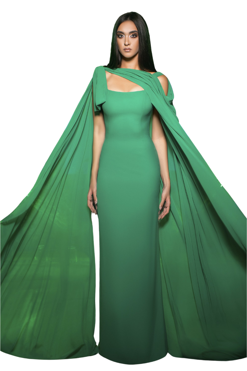 Sleeveless Long Draping Evening Gown