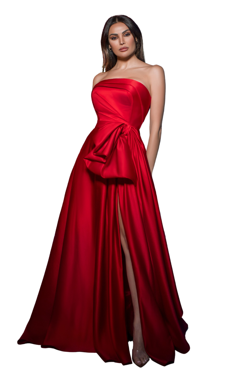 Strapless Satin Evening Dress