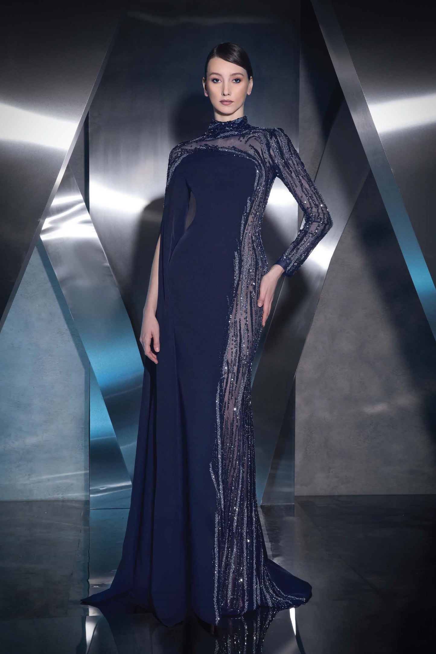 Asymmetrical Embellished Gown