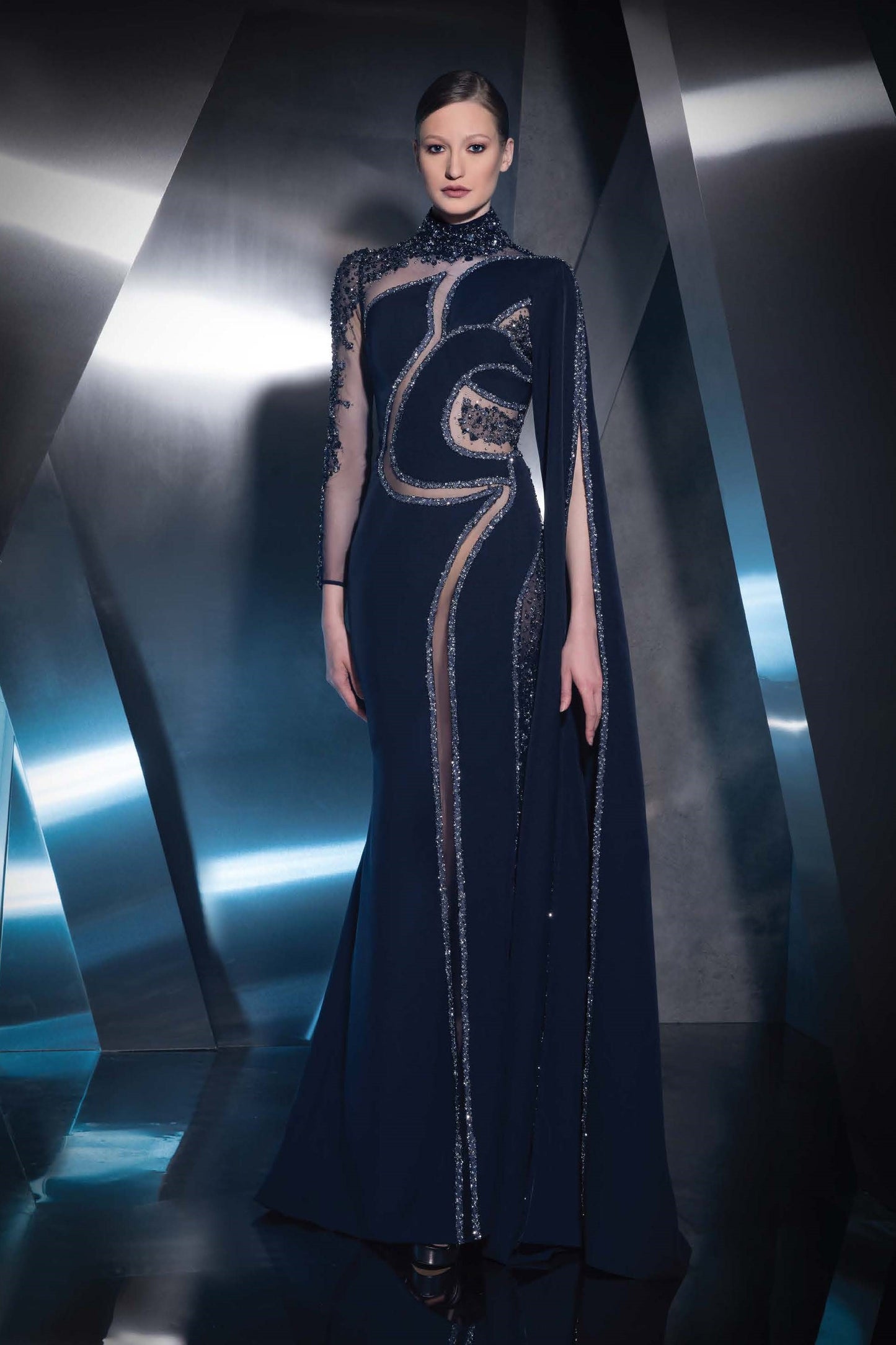 Cutout Long Sleeved Gown