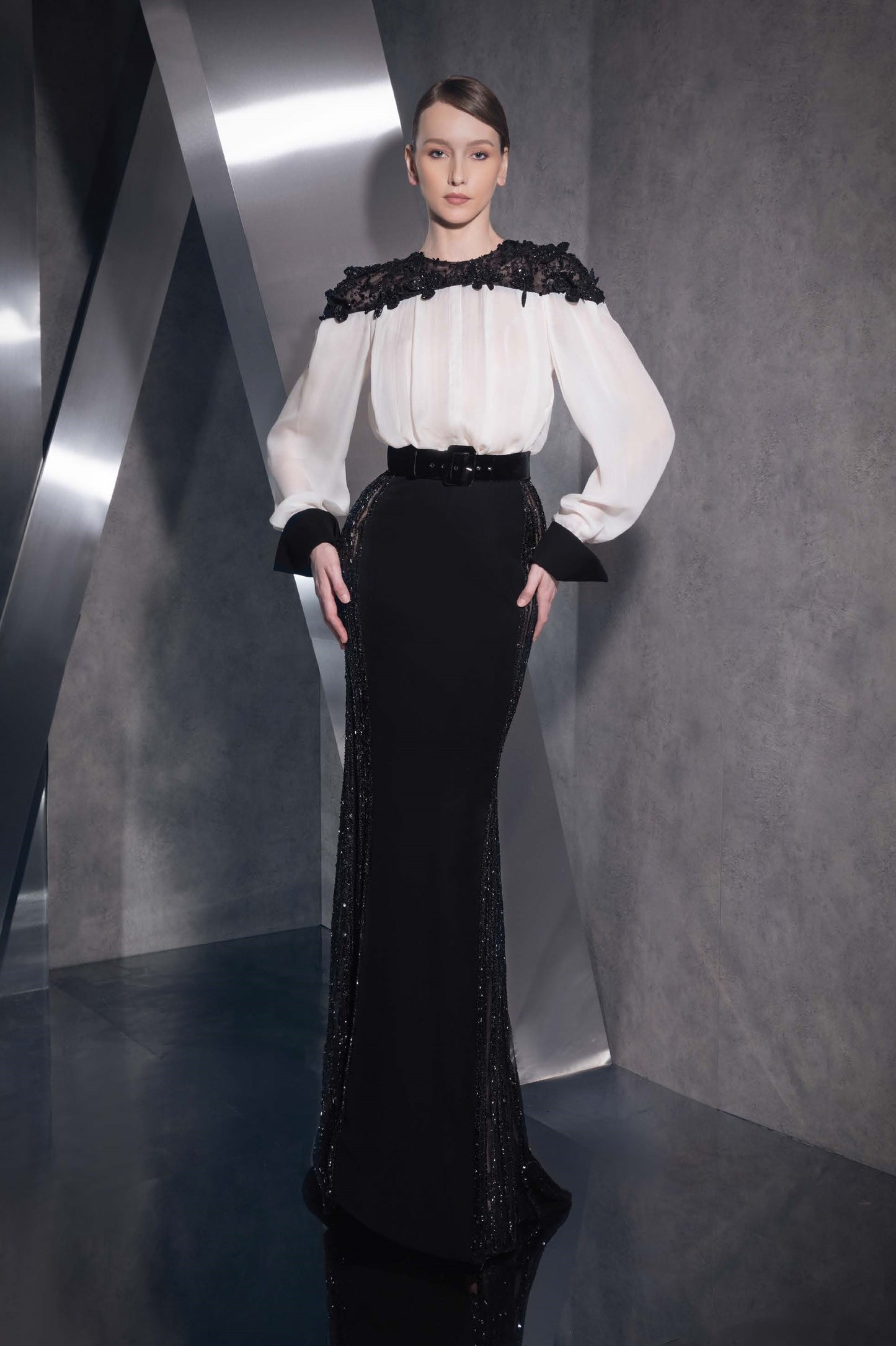 Sleeved Blouson Bodice Gown